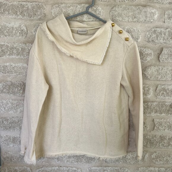 By Malene Birger sweater ivory cream gold buttons cowl neck EU32 - Picture 1 of 9